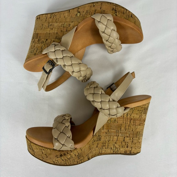 Alter’d State Wedge Sandals Braided Straps Comfort Platform Shoes Tan Size 7.5 - Picture 6 of 16